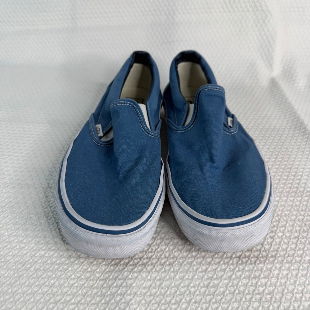 Vans Classic Slip-On Navy Blue Canvas Skate Shoes Mens 10 Womens 11.5